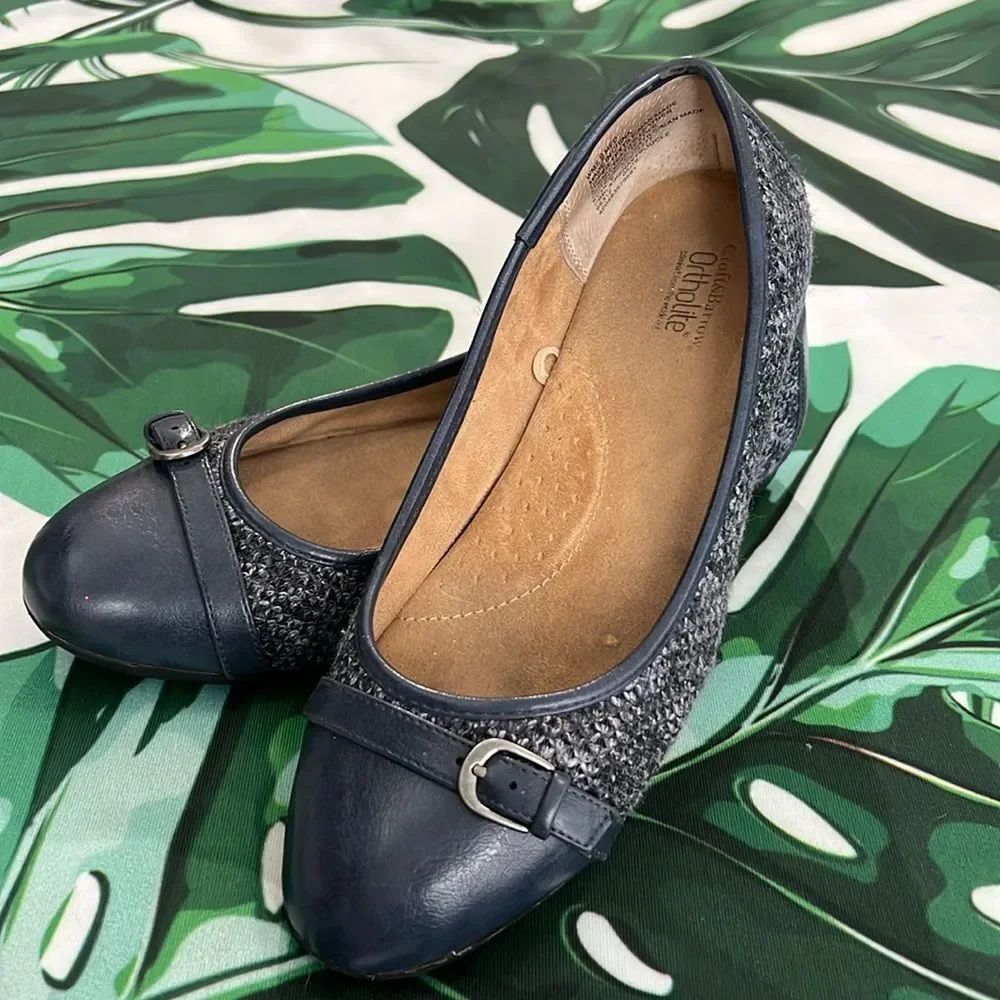 * Croft and barrow navy tweed flats with comfort padding for walking